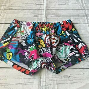 Crazy Pants Girls Shorts Abstract Comic Book Skulls Stretch Pull On Sz S